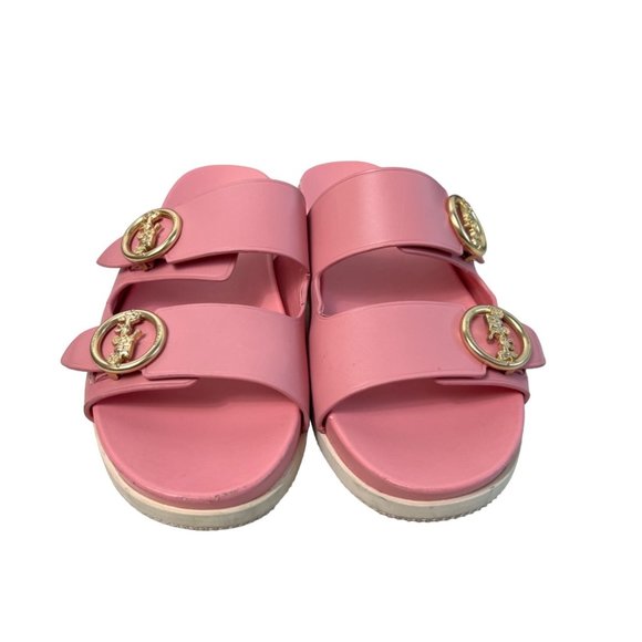 Coach Women’s Pink Double Buckle Sliders Sandazls Sz 6 - Picture 2 of 11